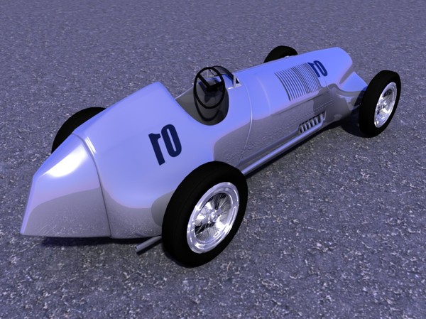 old car wheel 3d model - Old silver bullet race car... by TotexArtz
